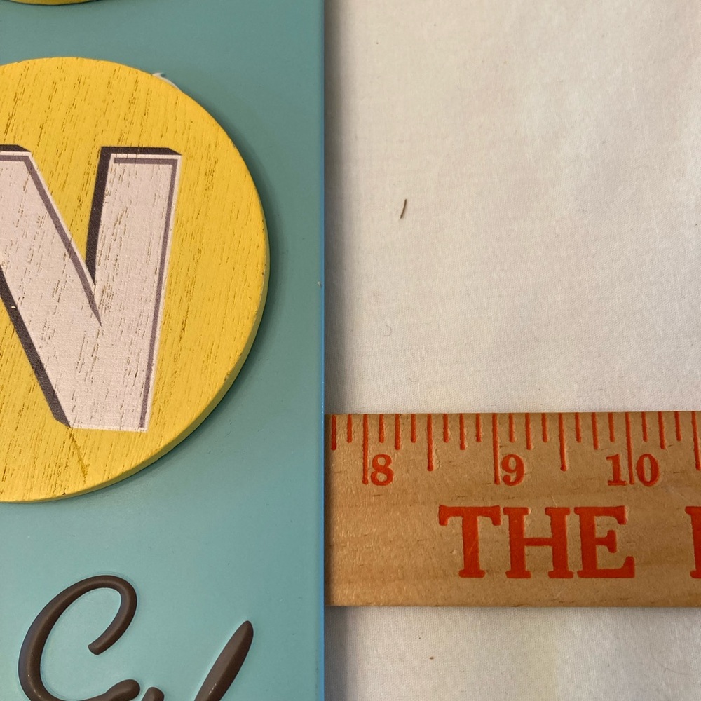 Teal and Yellow Sign Wall Hanging. - Picture 4 of 6
